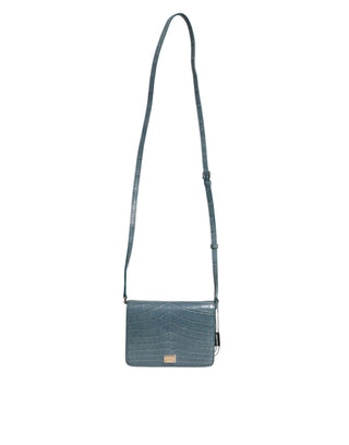 Grüne Crossbody-Minitasche aus exotischem Leder mit DG-Plakette