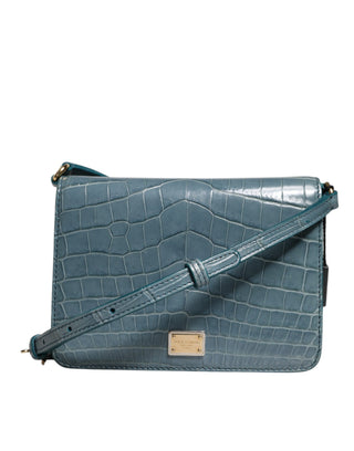Grüne Crossbody-Minitasche aus exotischem Leder mit DG-Plakette