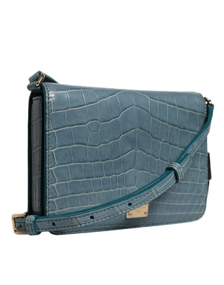 Grüne Crossbody-Minitasche aus exotischem Leder mit DG-Plakette