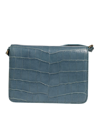 Grüne Crossbody-Minitasche aus exotischem Leder mit DG-Plakette