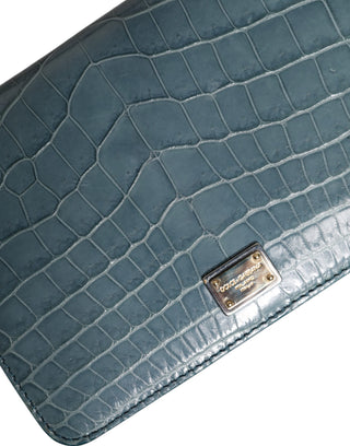 Grüne Crossbody-Minitasche aus exotischem Leder mit DG-Plakette