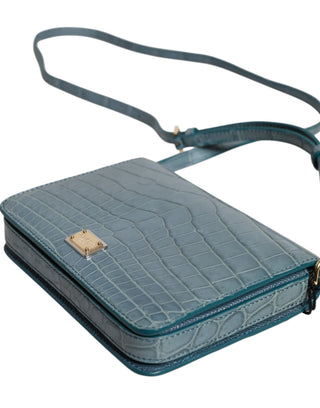 Grüne Crossbody-Minitasche aus exotischem Leder mit DG-Plakette