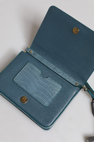 Grüne Crossbody-Minitasche aus exotischem Leder mit DG-Plakette