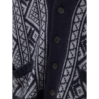 Zweifarbige Kaschmir-Strickjacke