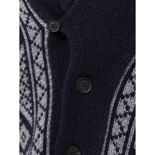Zweifarbige Kaschmir-Strickjacke