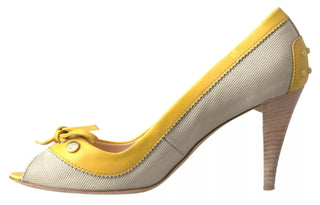 Gelbe Off White Peeptoe-Heels Pumps