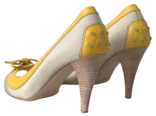 Gelbe Off White Peeptoe-Heels Pumps