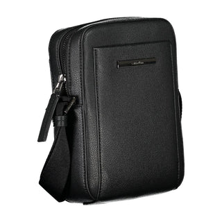Bolso de hombro negro elegante con detalle de logo
