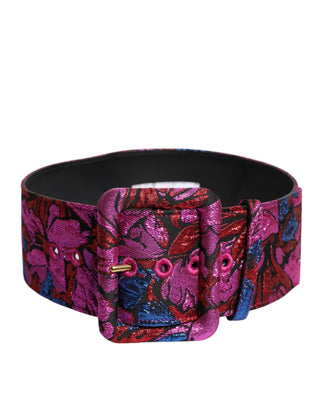 Cinturón ancho de cintura con hebilla de jacquard floral multicolor con lurex