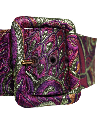 Mehrfarbiger Gürtel mit Blumen-Jacquard und breiter Taille