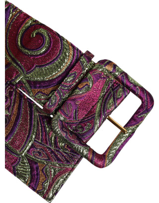 Mehrfarbiger Gürtel mit Blumen-Jacquard und breiter Taille