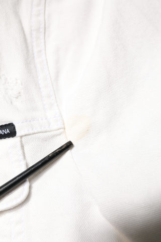 Weiße Graffiti Baumwoll-Stretch-Jeansjacke