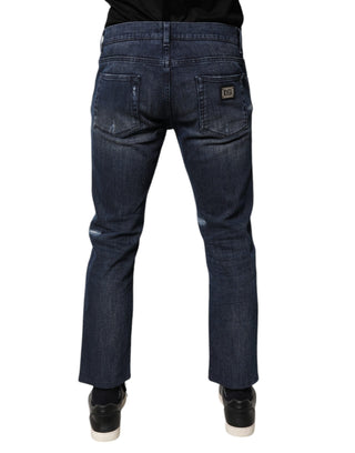 Jeans ajustados de mezclilla para hombre en algodón azul con elasticidad  