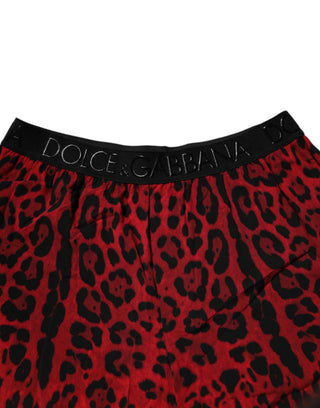 Rote Viskose-Bermudashorts mit Leopardenmuster