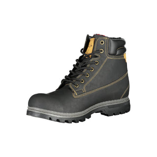Black Polyurethane Men Ankle Boot