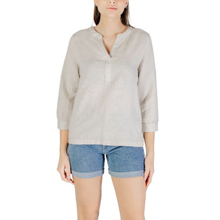 Beige Leinenbluse