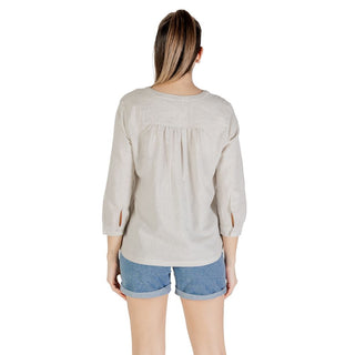 Beige Leinenbluse