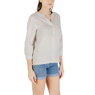 Beige Leinenbluse