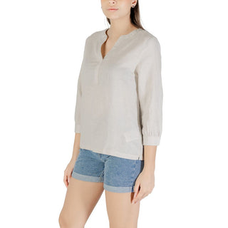 Beige Leinenbluse