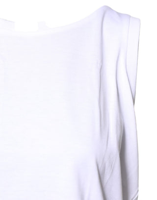 Camiseta blanca sin mangas de algodón con cuello redondo