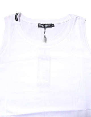 Camiseta blanca sin mangas de algodón con cuello redondo