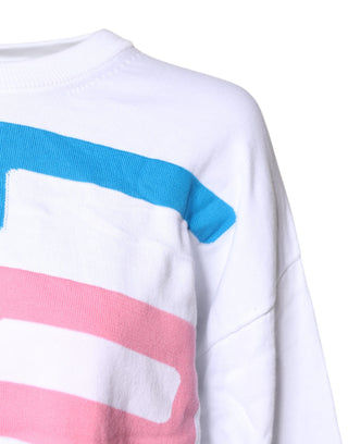 Camiseta blanca de algodón con estampado gráfico y mangas largas  