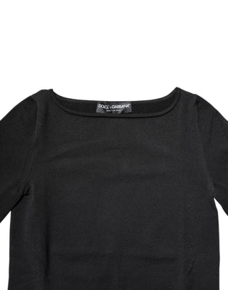 Schwarzes Langarm-Pullover-Top aus Viskose