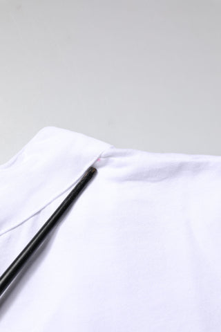Weißes Baumwoll-Rundhals-T-Shirt mit Logo-Krone