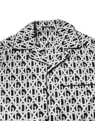 Black White DG Print Cotton Pajama Set Sleepwear