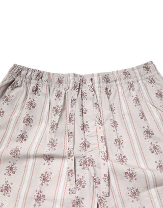 Pijama de algodón para hombre con estampado floral beige  