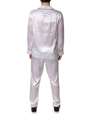 Herren Pyjama-Set aus weißer Satinsseide