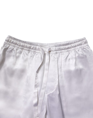 Herren Pyjama-Set aus weißer Satinsseide