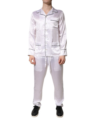 Herren Pyjama-Set aus weißer Satinsseide