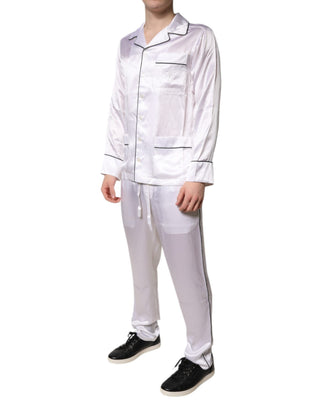 Herren Pyjama-Set aus weißer Satinsseide