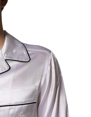 Herren Pyjama-Set aus weißer Satinsseide
