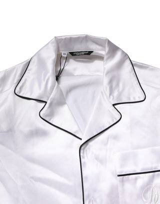 Herren Pyjama-Set aus weißer Satinsseide