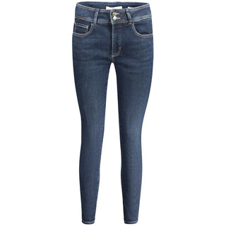 Jeans ajustados azules de algodón para mujer