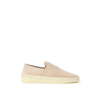Beigefarbene Low-Top-Sneaker aus Leder
