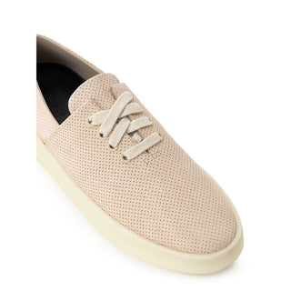 Beigefarbene Low-Top-Sneaker aus Leder