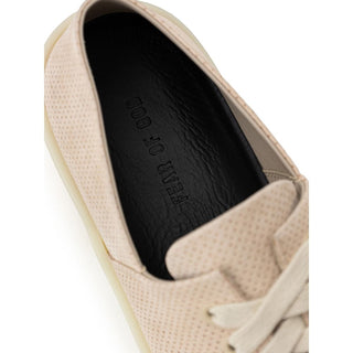 Beigefarbene Low-Top-Sneaker aus Leder