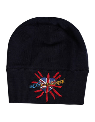 Schwarze Woll-Wintermütze #DGLovesLondon