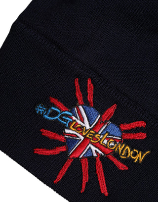 Schwarze Woll-Wintermütze #DGLovesLondon