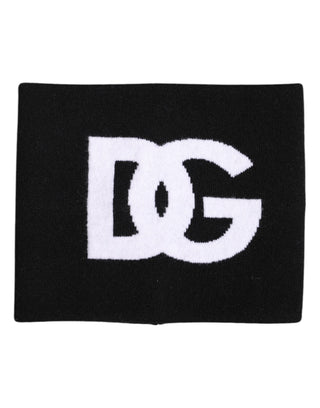 Schwarz-weißer gestrickter Halswärmer-Schal mit Logo-Print