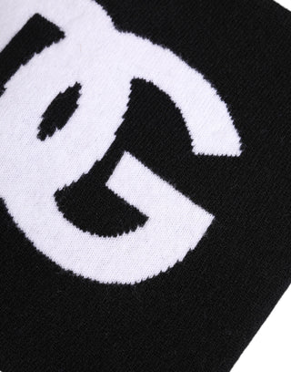 Schwarz-weißer gestrickter Halswärmer-Schal mit Logo-Print