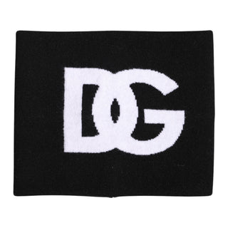 Schwarz-weißer gestrickter Halswärmer-Schal mit Logo-Print