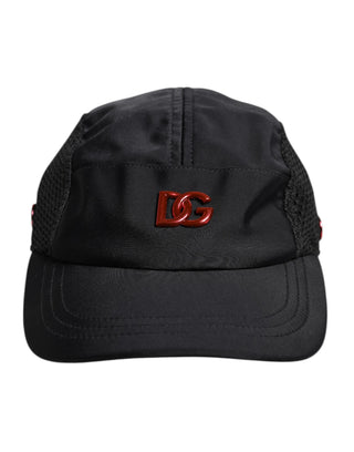 Schwarze Nylon-Baseballkappe mit 6 Panels und DG-Logo