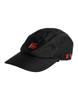 Schwarze Nylon-Baseballkappe mit 6 Panels und DG-Logo