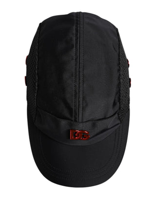 Schwarze Nylon-Baseballkappe mit 6 Panels und DG-Logo
