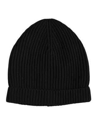 Gorro de invierno tejido de cachemira negra