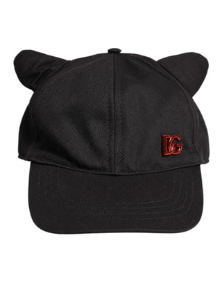 Schwarze Baseballkappe mit Logo-Patch aus Baumwolle und 6 Panels